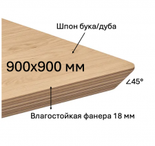 Столешница для кафе и ресторанов из влагостойкой фанеры со скошенной на 45 грудусов кромкой и покрытием шпона дуба или бука